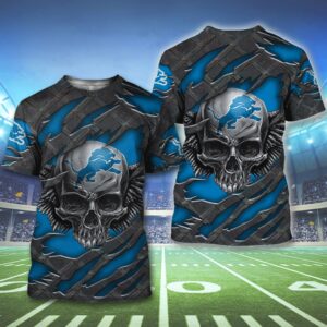 Nfl Detroit Lions Skull Wings 3D Shirt Hoodie