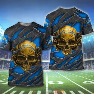 Nfl Los Angeles Chargers Wings Skull 3D Shirt Hoodie