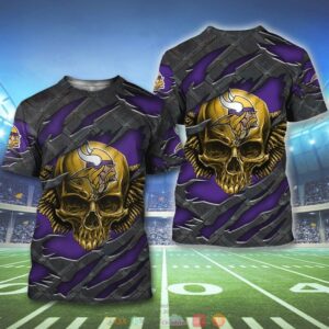 Nfl Minnesota Vikings Wings Skull 3D Shirt Hoodie