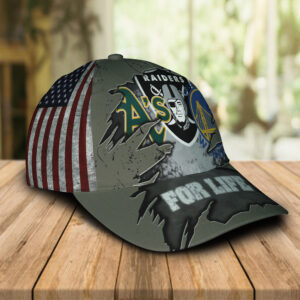 Oakland Athletics Oakland Raiders Golden State Warriors For Life Hat Cap
