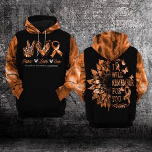 Peace Love Cure Sunflower Multiple Sclerosis Awareness 3D Hoodie %E2%80%93 Limited Edition