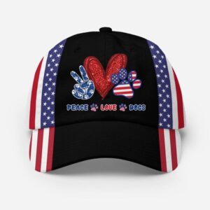 Peace Love Dogs American Flag Cap