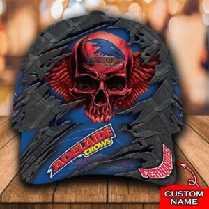 Personalized Afl Adelaide Crows 3D Skull Custom Name Cap