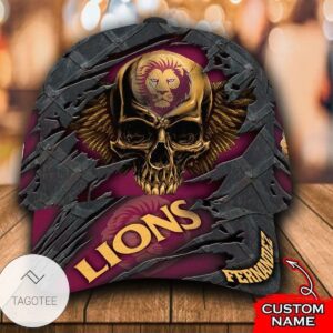 Personalized Afl Brisbane Lions 3D Skull Hat Cap