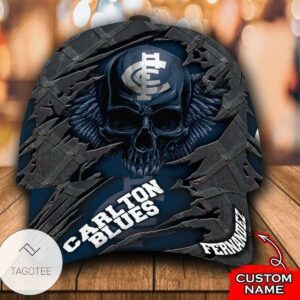 Personalized Afl Carlton Blues 3D Skull Hat Cap