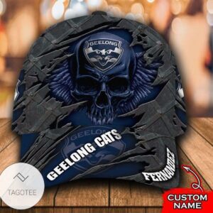 Personalized Afl Geelong Cats 3D Skull Hat Cap