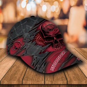 Personalized Arkansas Razorbacks Skull Custom Cap