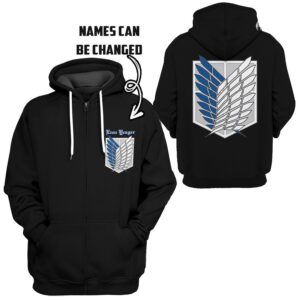 Personalized Attack On Titan Scouting Legion Black Version 3D Hoodie T Shirt Apparel