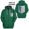 Personalized Attack On Titan Scouting Legion Green Version 3D Hoodie T Shirt Apparel