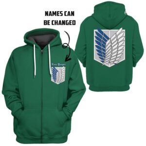 Personalized Attack On Titan Scouting Legion Green Version 3D Hoodie T Shirt Apparel