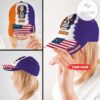 Personalized Basketball Skull Us Flag Sun Cap