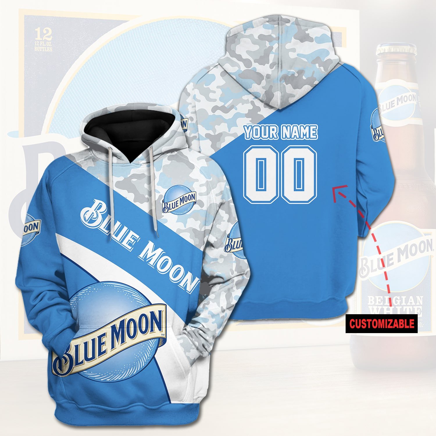 Personalized Blue Moon Custom 3D Hoodie Personalized Blue Moon Custom 3D Hoodie