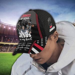 Personalized Cincinnati Bearcats In My Veins Jesus In My Heart Custom Cap