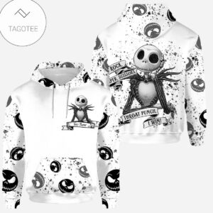 Personalized Jack Skellington Rock Paper Scissors Throat Punch I Win Black And White Hoodie