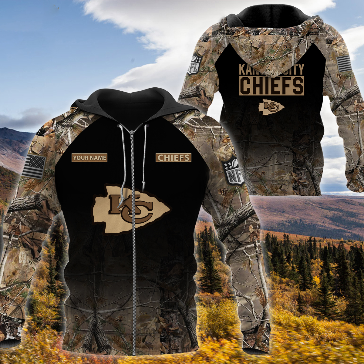 Personalized Kansas City Chiefs Nfl Hunting Camo Custom 3D Shirt Hoodie Personalized Kansas City Chiefs Nfl Hunting Camo Custom 3D Shirt Hoodie