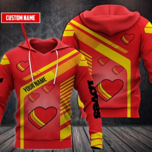 Personalized LoveS Red Custom All Over Print 3D Hoodie