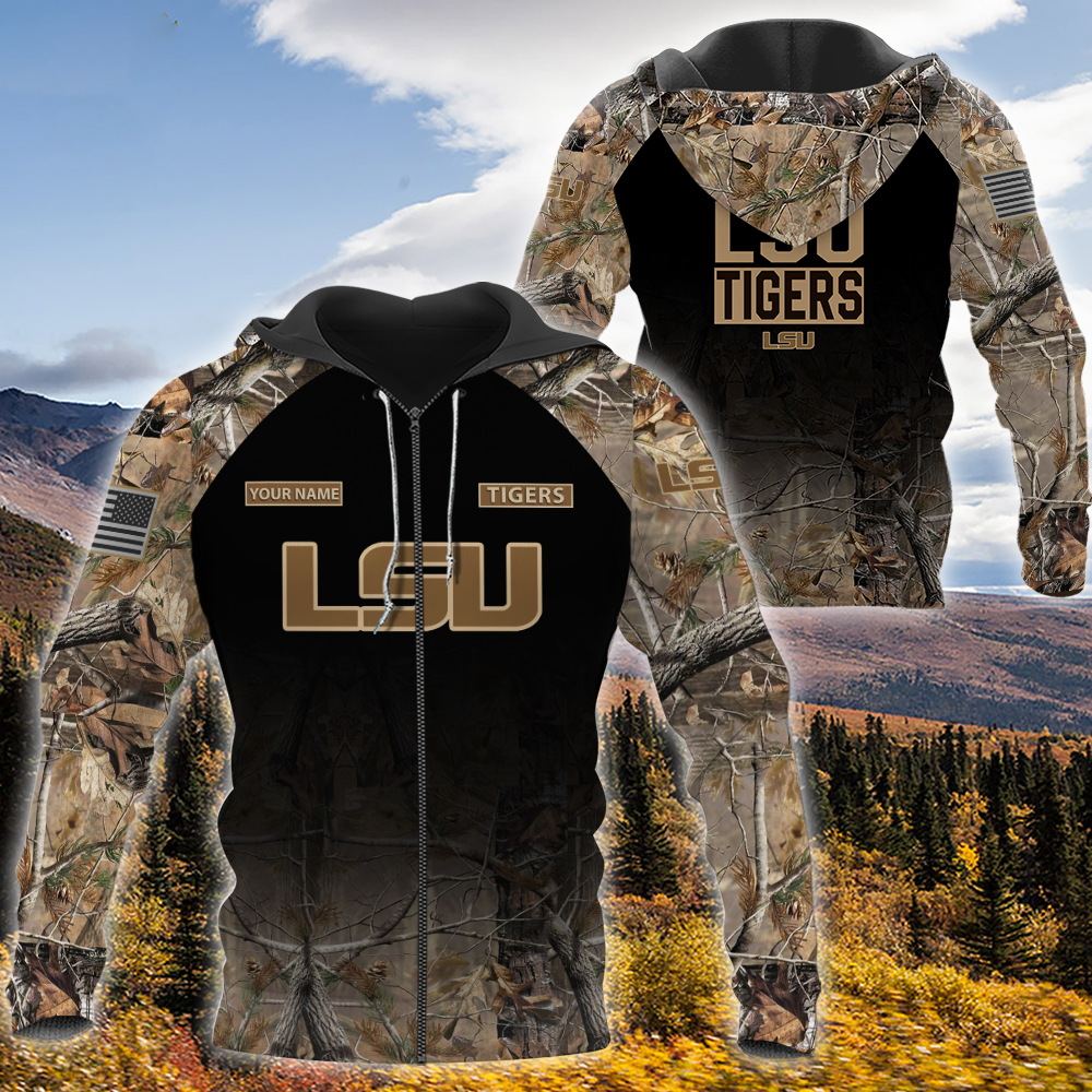 Personalized Lsu Tigers Hunting Camo Custom 3D Shirt Hoodie Personalized Lsu Tigers Hunting Camo Custom 3D Shirt Hoodie