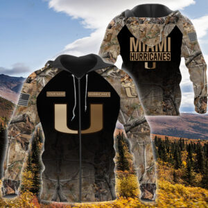 Personalized Miami Hurricanes Hunting Camo Custom 3D Shirt Hoodie