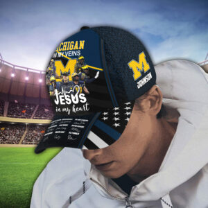 Personalized Michigan Wolverines In My Veins Jesus In My Heart Custom Cap