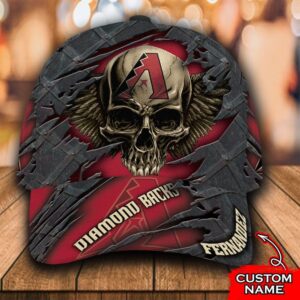 Personalized Mlb Arizona Diamondbacks 3D Skull Custom Name Cap