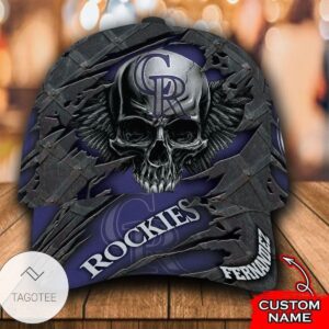 Personalized Mlb Colorado Rockies 3D Skull Hat Cap