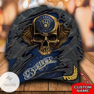 Personalized Mlb Milwaukee Brewers 3D Skull Hat Cap