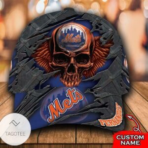 Personalized Mlb New York Mets 3D Skull Hat Cap
