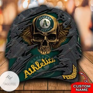Personalized Mlb Oakland Athletics 3D Skull Hat Cap