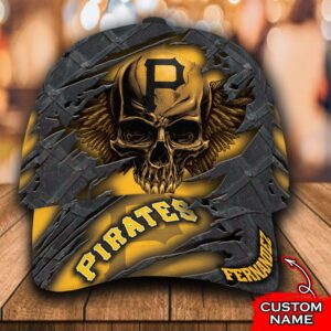 Personalized Mlb Pittsburgh Pirates 3D Skull Custom Name Cap