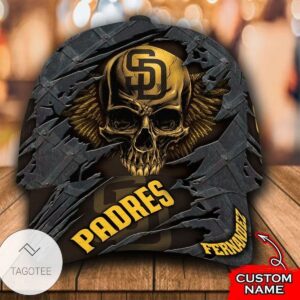 Personalized Mlb San Diego Padres 3D Skull Hat Cap
