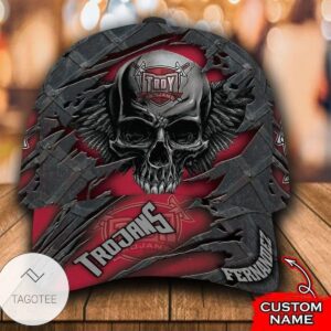 Personalized Ncaa D3 Troy Trojans 3D Skull Hat Cap