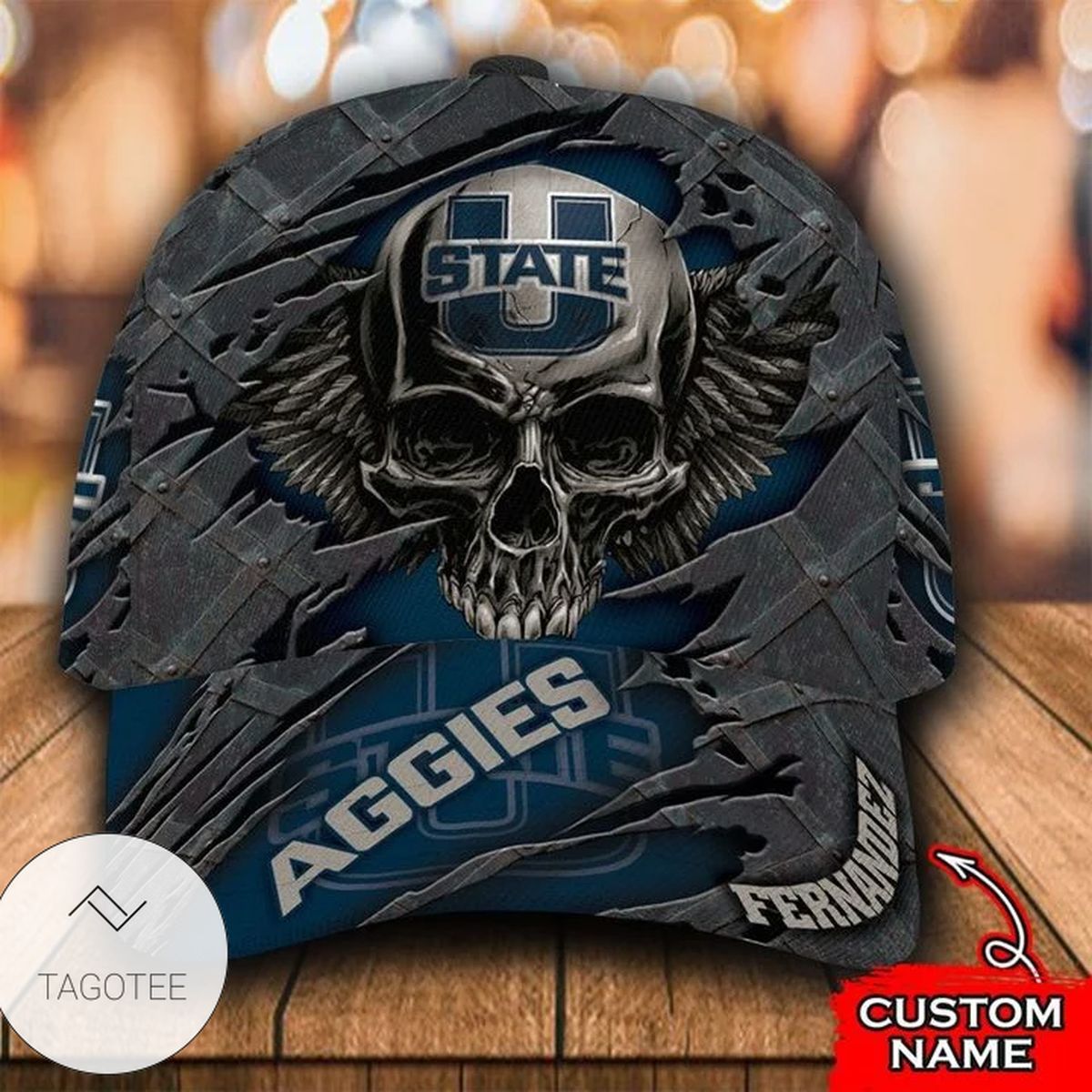 Personalized Ncaa D3 Utah State Aggies 3D Skull Hat Cap Personalized Ncaa D3 Utah State Aggies 3D Skull Hat Cap