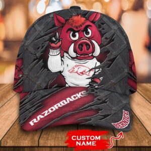 Personalized Ncaa1 Arkansas Razorbacks 3D Mascost Custom Name Cap