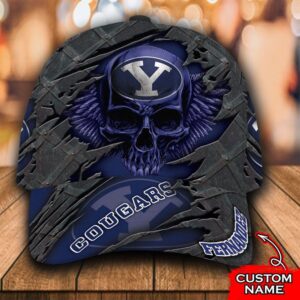 Personalized Ncaa1 Byu Cougars 3D Skull Custom Name Cap