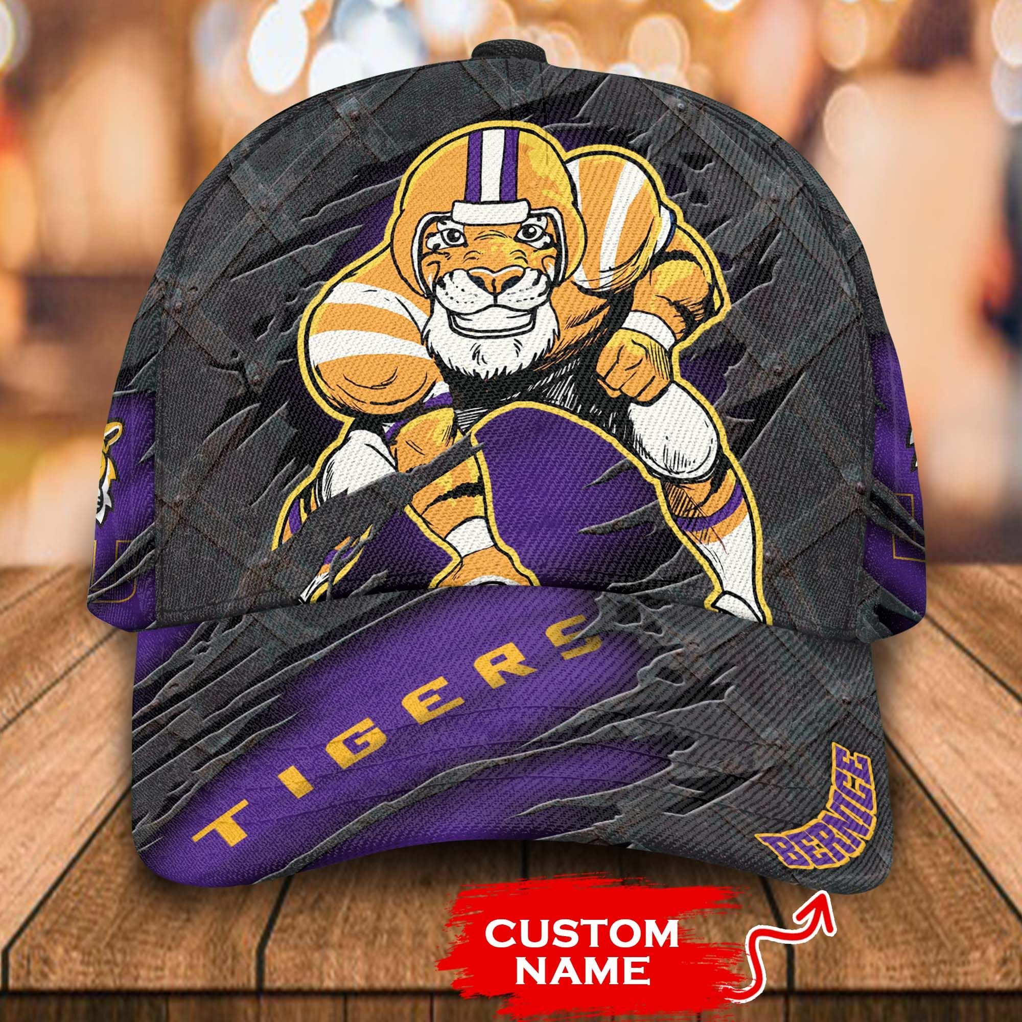 Personalized Ncaa1 Lsu Tigers 3D Mascost Custom Name Cap Personalized Ncaa1 Lsu Tigers 3D Mascost Custom Name Cap