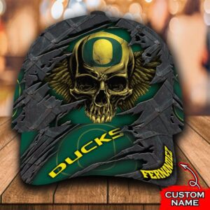 Personalized Ncaa1 Oregon Ducks 3D Skull Custom Name Cap