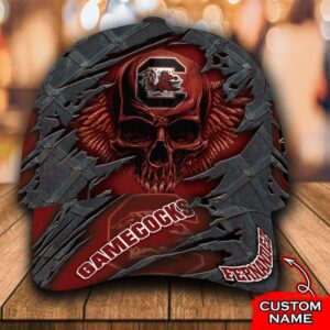 Personalized Ncaa1 South Carolina Gamecocks 3D Skull Custom Name Cap