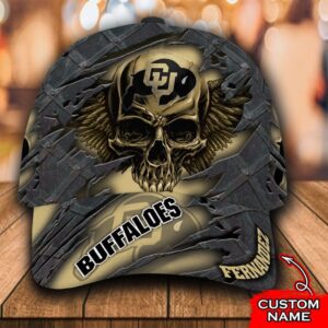 Personalized Ncaa3 Colorado Buffaloes 3D Skull Custom Name Cap