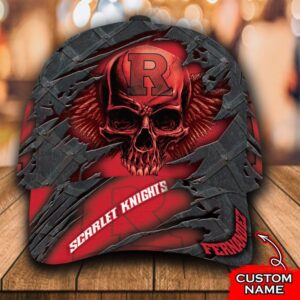 Personalized Ncaa3 Rutgers Scarlet Knights 3D Skull Custom Name Cap