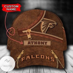 Personalized Nfl Atlanta Falcons Leather Zipper Print Hat Cap