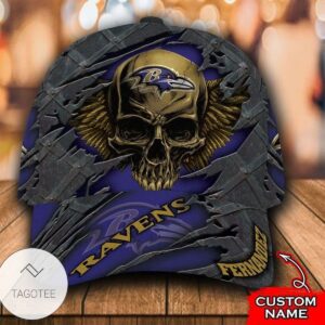 Personalized Nfl Baltimore Ravens Skull Hat Cap