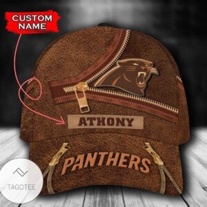 Personalized Nfl Carolina Panthers Leather Zipper Print Hat Cap