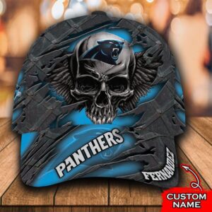 Personalized Nfl Carolina Panthers Skull Custom Name Cap