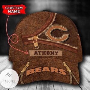 Personalized Nfl Chicago Bears Leather Zipper Print Hat Cap