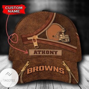 Personalized Nfl Cleveland Browns Leather Zipper Print Hat Cap