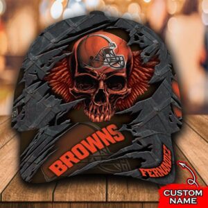 Personalized Nfl Cleveland Browns Skull Custom Name Cap