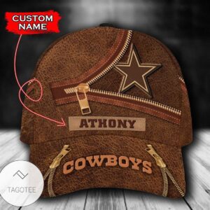 Personalized Nfl Dallas Cowboys Leather Zipper Print Hat Cap
