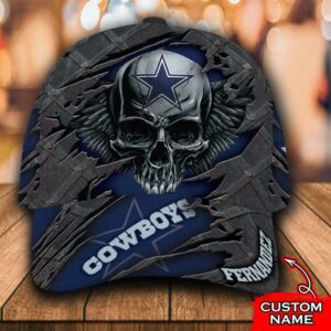 Personalized Nfl Dallas Cowboys Skull Custom Name Cap