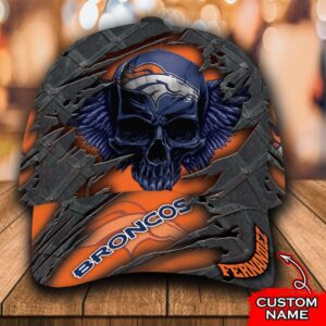 Personalized Nfl Denver Broncos Skull Custom Name Cap