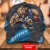 Personalized Nfl Detroit Lions 3D Mascost Custom Name Cap